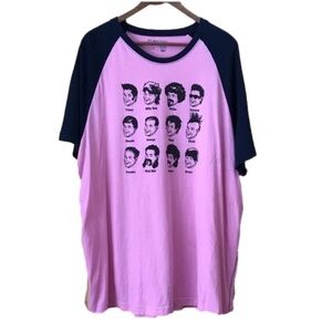 Vintage OLD Navy hairstyles pink blue ringer tee size XXL